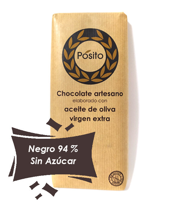 Chocolate sin azúcar 94% cacao artesano con aceite de oliva virgen extra